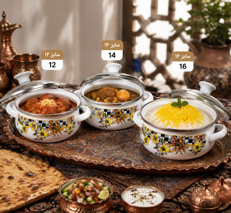 سرویس قابلمه لعابی گلدار