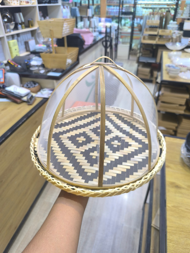 سینی گنبدی حصیری محافظ غذا