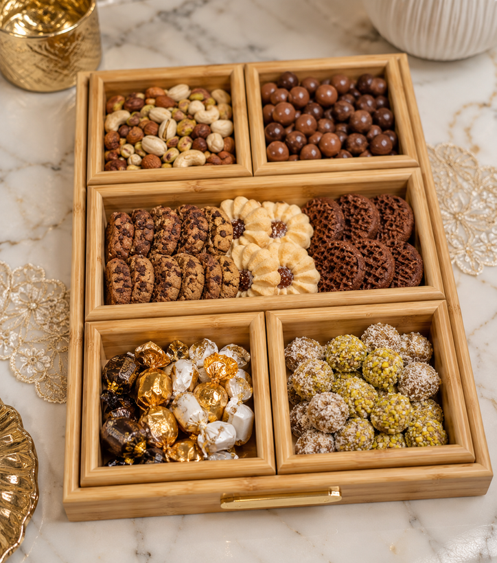 سینی پذیرایی چوبی پنج خانه