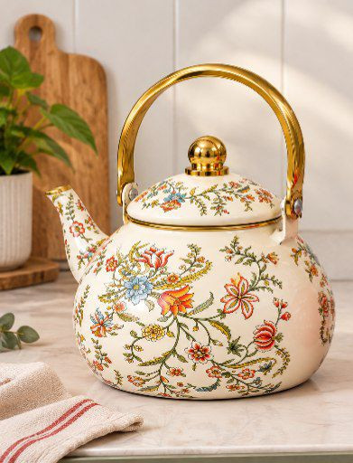 کتری لعابی گلدار ۲.۵ لیتری مدل بهار