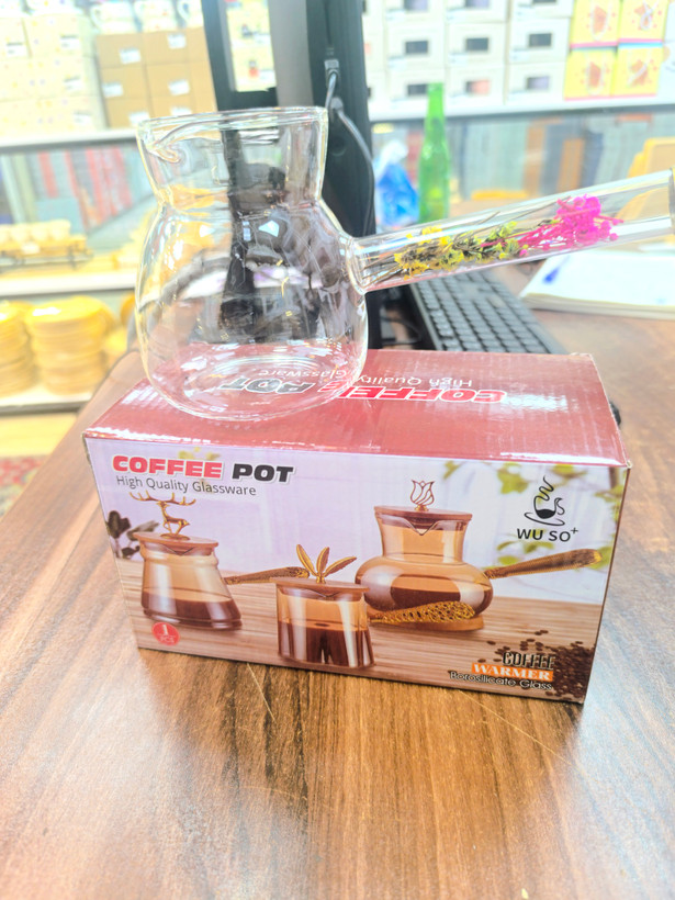شیرجوش پیرکس طرح گل مدل Coffee Pot