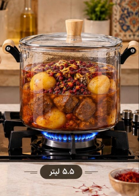 قابلمه پیرکس مربعی دسته چوبی